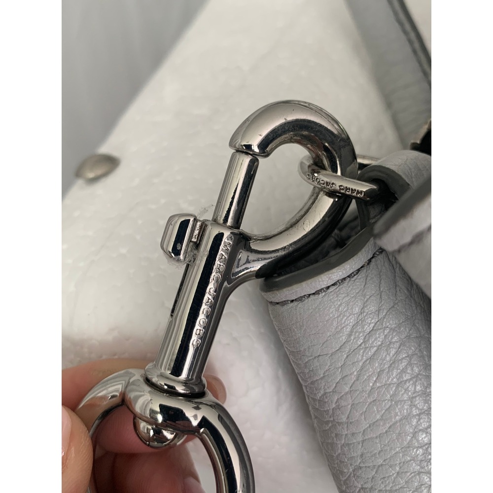 Marc Jacobs The Grind Tote Bag Grey Pebbled Leather Padlock Satchel Handbag#923 - Picture 5 of 15